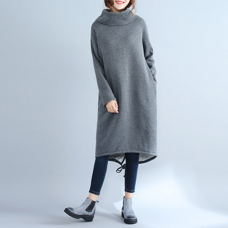 Casual oversized dress for women with high collar and drawstring Lune London