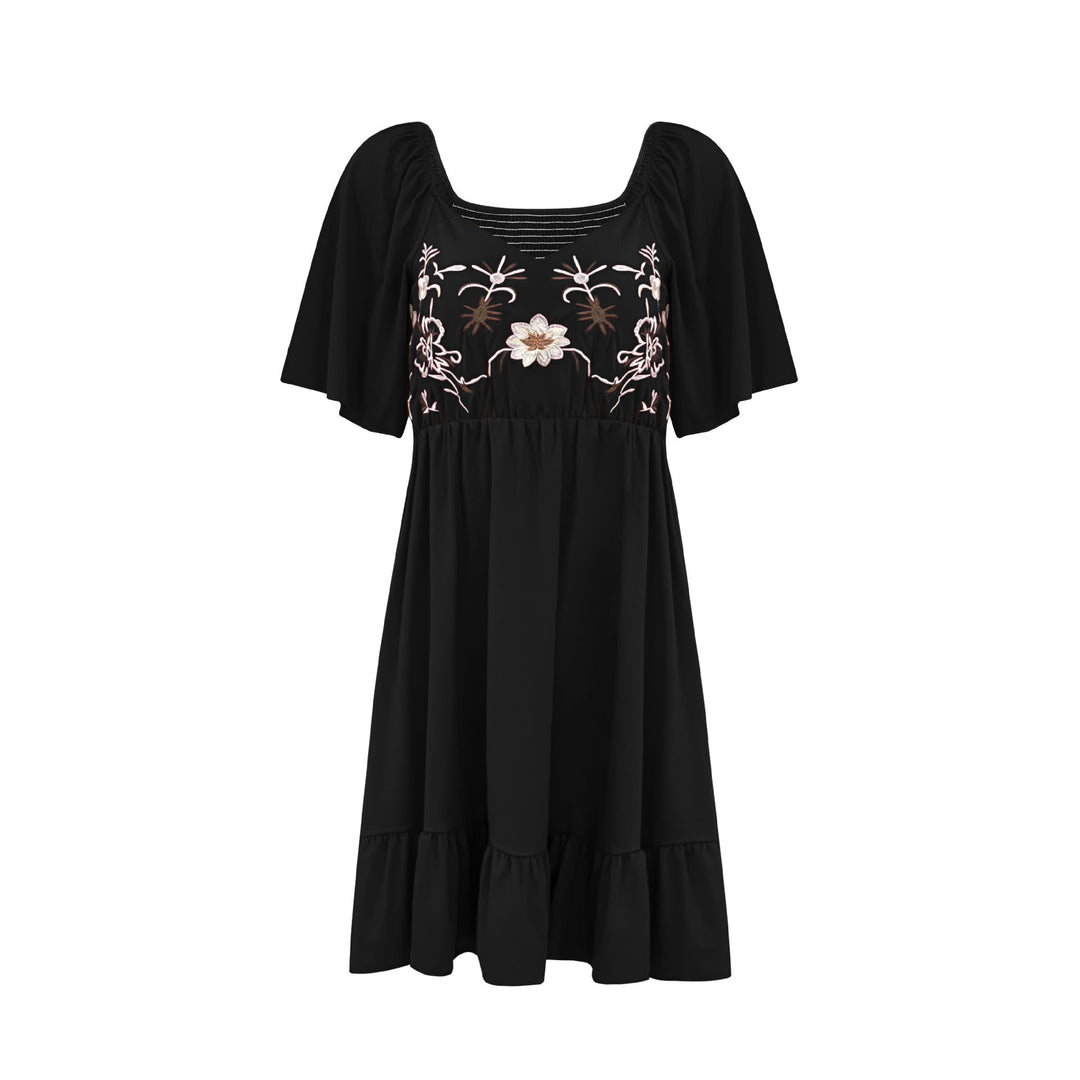 Ladies embroidered A-line fluid dress Lune London