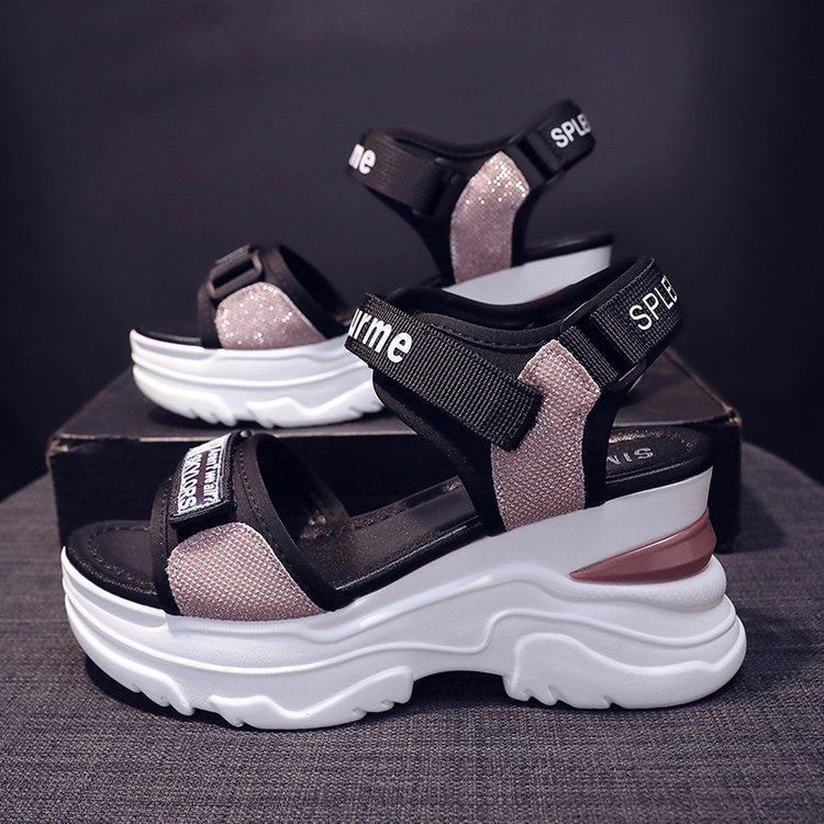 Chic and Stylish Women's Sport Sandals with Glitter Strap Design