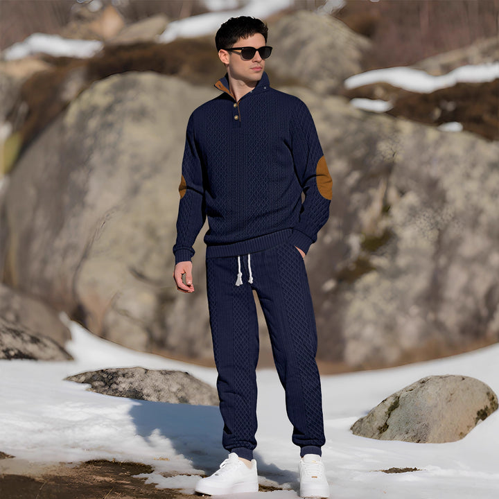 Comfortable knitted sweater for men with a high collar and trendy buttons Lune London
