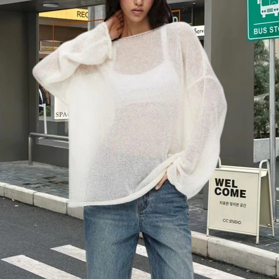 Ladies Loose Fit Knitted Top with Long Sleeves Lune London