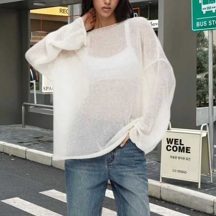 Ladies Loose Fit Knitted Top with Long Sleeves Lune London