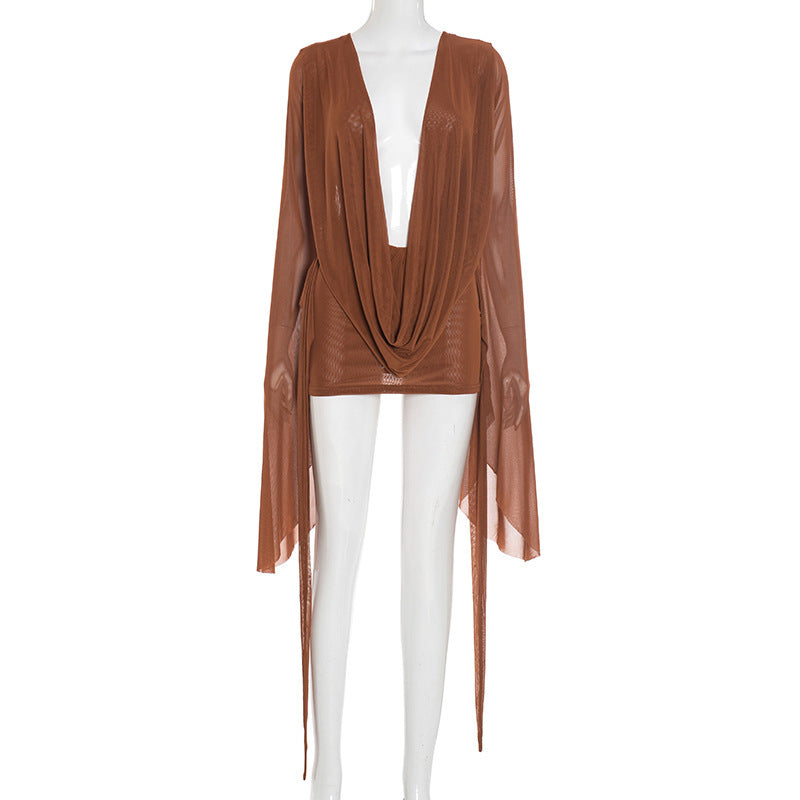 Women's Flowing Kaftan with Wide Sleeves and Deeper Neckline Lune London