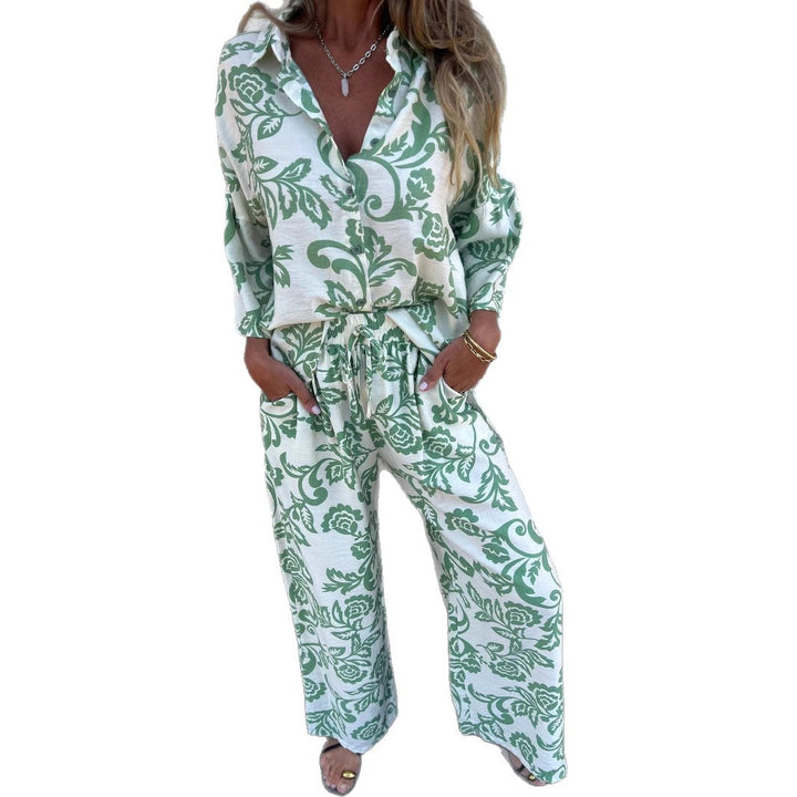 Lune London floral print shirt and wide leg pants set for women