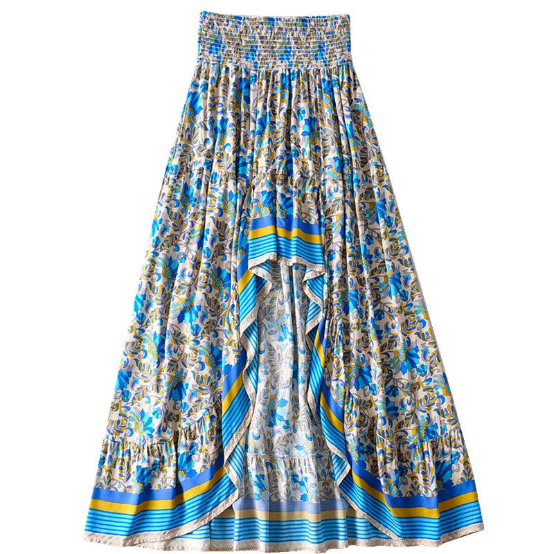 Ladies Chic and Stylish Smocked Floral Maxi Skirt