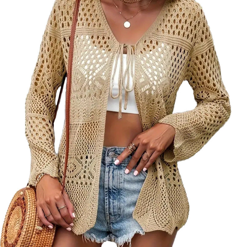 Ladies' knit kimono with an airy mesh structure Lune London