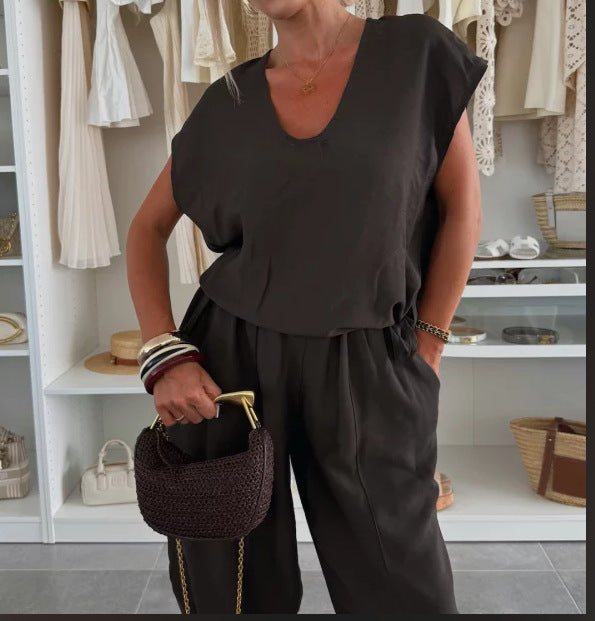 Combinaison décontractée pour femmes avec taille élastique et poches Chic & Stil