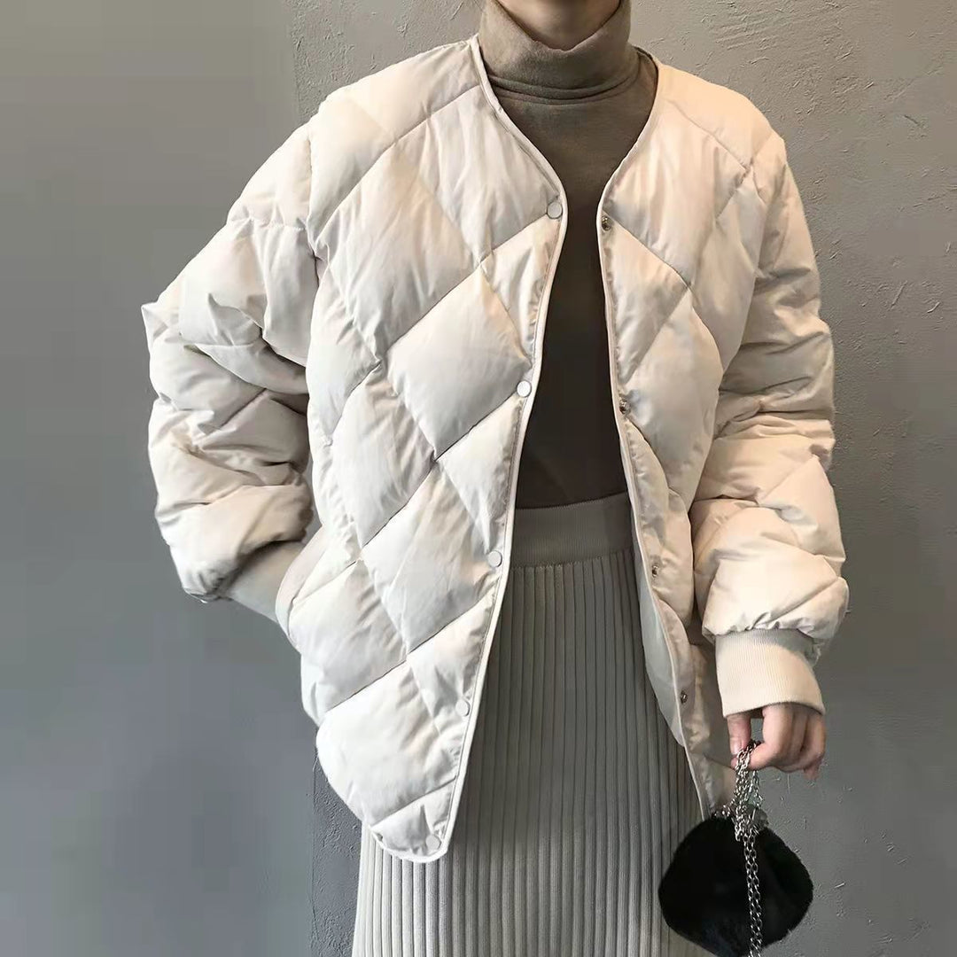 Ladies Lightweight Quilted Down Jacket with Fashionable Cut and Practical Snap Buttons Lune London