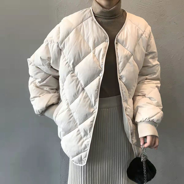 Ladies Lightweight Quilted Down Jacket with Fashionable Cut and Practical Snap Buttons Lune London