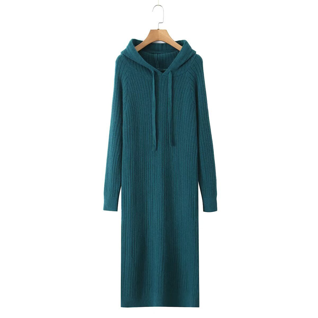 Robe à capuche en tricot pour femmes avec capuche et motif en relief Chic & Stil
