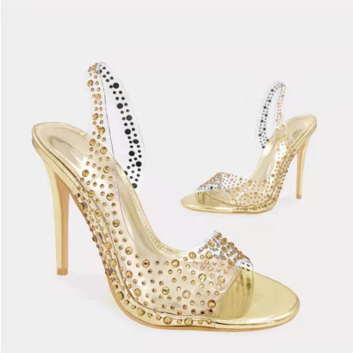 Ladies Glamour High Heel Sandals with Chic Rhinestone Embellishments