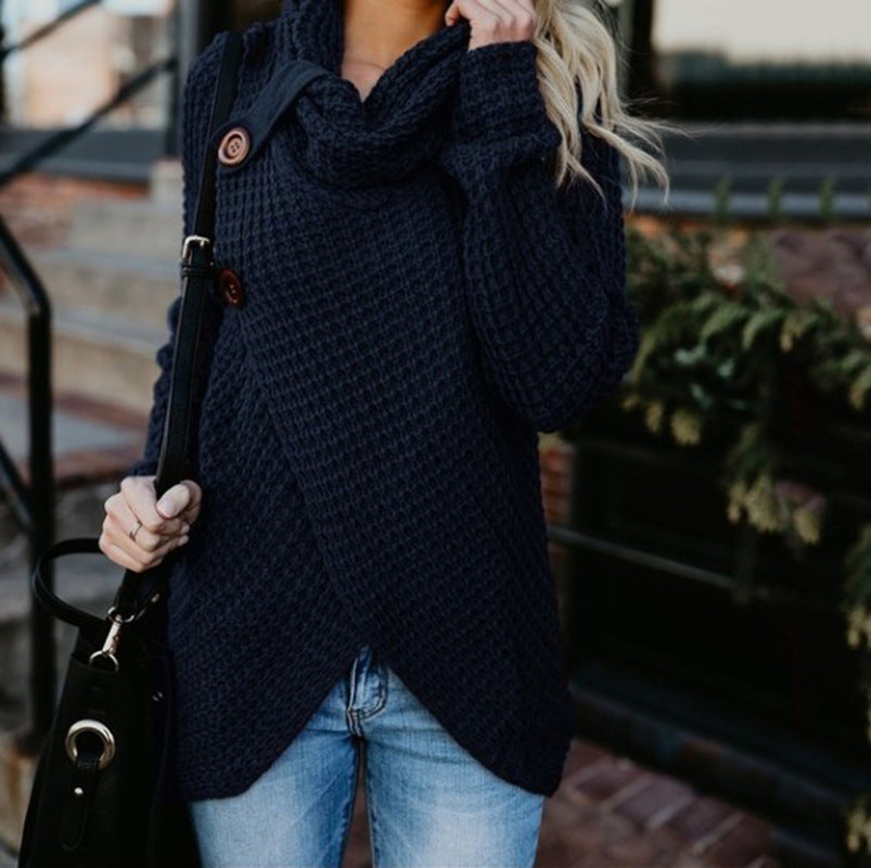 Women's knit jacket with asymmetrical closure and comfortable collar Lune London