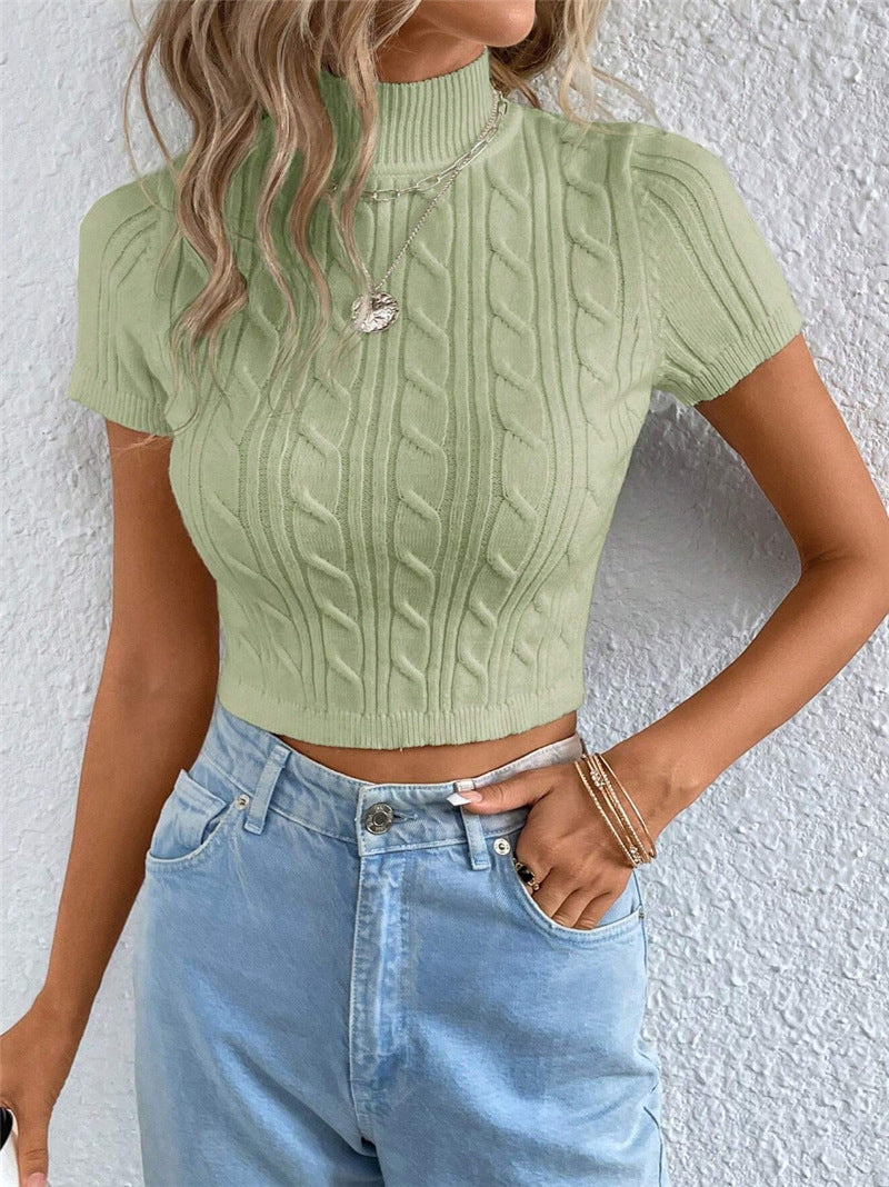 Women's knit top with high collar and textured pattern Lune London