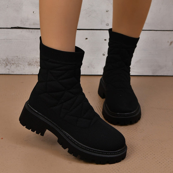 Ladies Fashion Boots with Textured Upper Material and Slip-Resistant Profile Sole Lune London