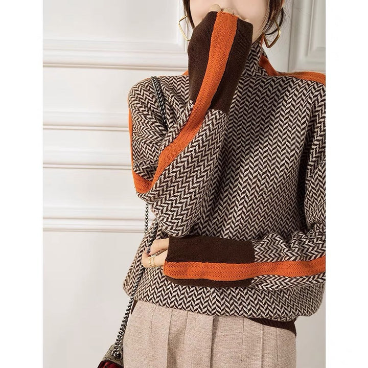 Women High Quality Rhinestone Sweater with Zigzag Pattern Lune London