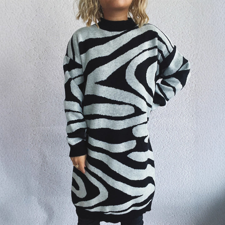 Pull en tricot grande taille pour dames avec motif zèbre moderne Chic & Stil