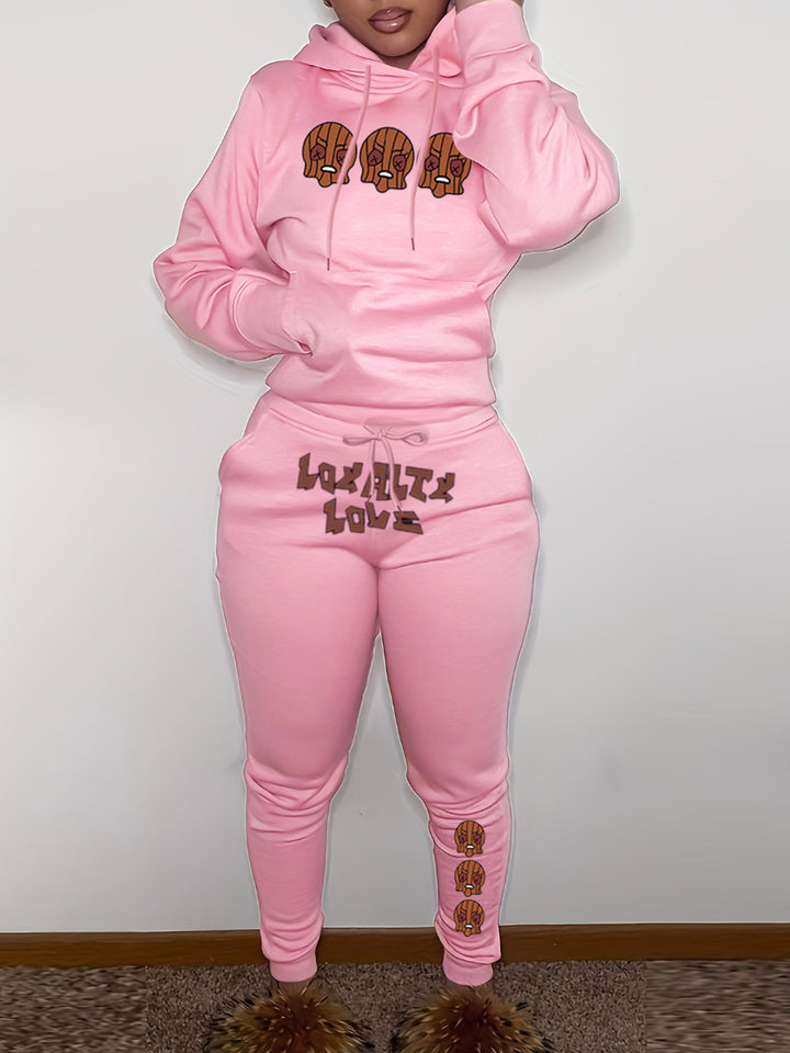 Sweatshirt and jogging pants set for women with creative Christmas pattern and comfortable fit Lune London