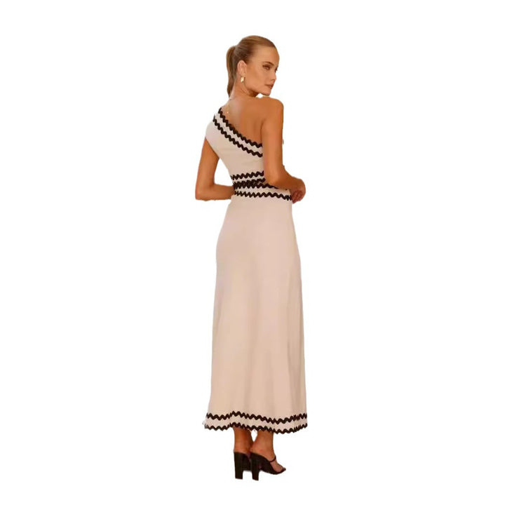 Ladies maxi dress with asymmetric cut and stylish cut-outs