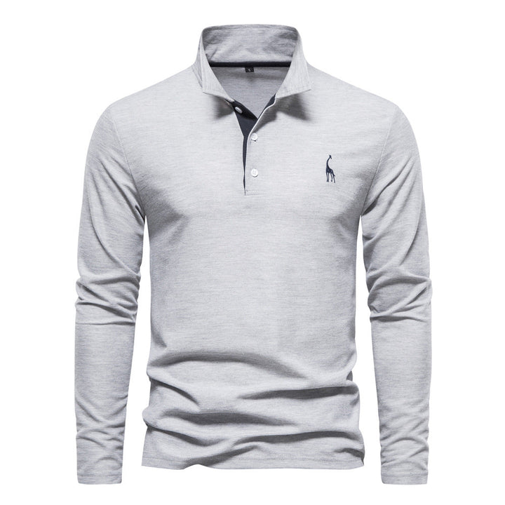 Men's Long Sleeve Polo Shirt with Modern Collar and Breathable Cotton Quality Lune London