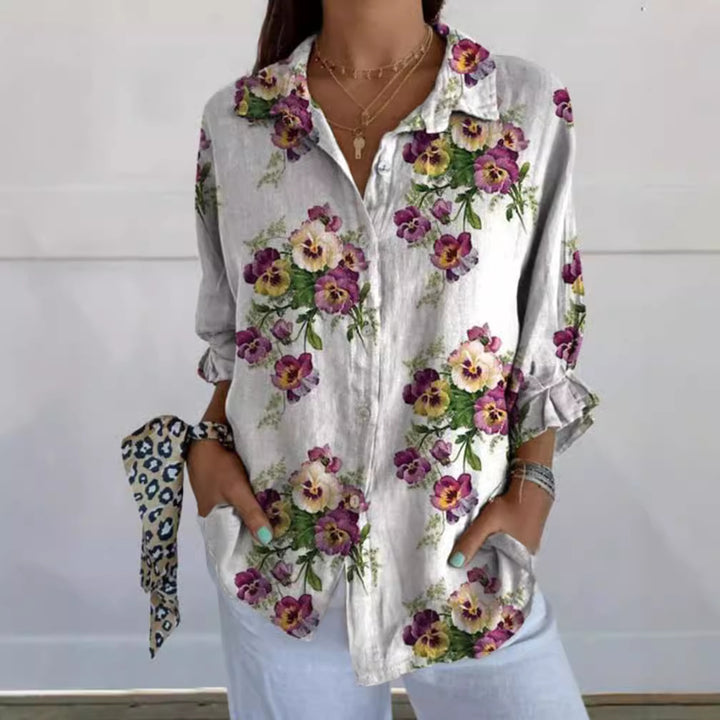 Blouse femme à motif floral avec patte de boutonnage cachée Chic & Stil