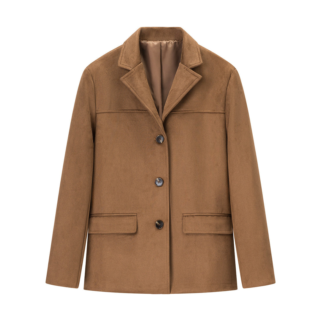 Veste en daim tendance pour dames avec poches élégantes et détails de boutons Lune London