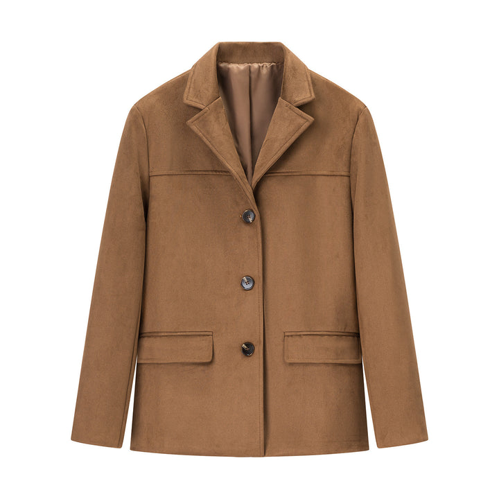 Veste en daim tendance pour dames avec poches élégantes et détails de boutons Lune London