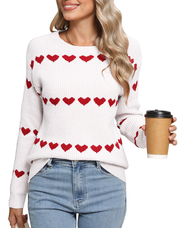 Pull en tricot pour femmes avec motif cœur Chic & Stil