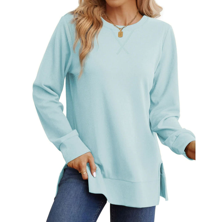 Women Comfortable Long Sleeve Sweater with Side Slits Lune London