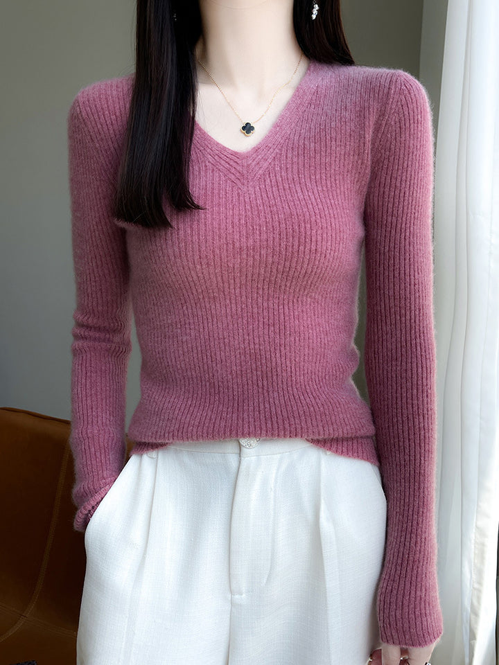 Lune London Women's Viscose Sweater with Ribbed Structure