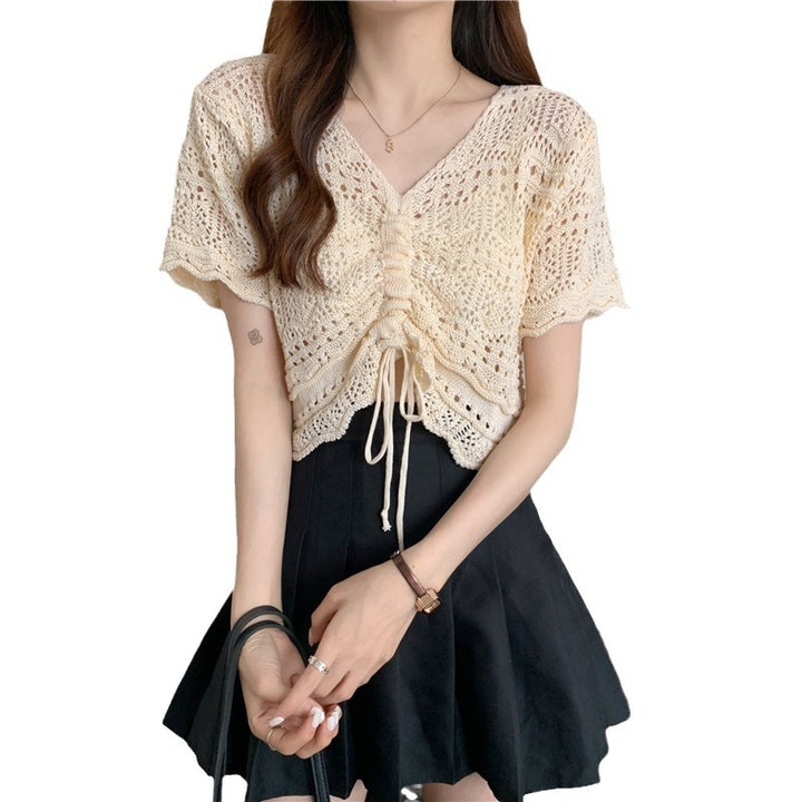 Women's knitted sweater with decorative gathers Lune London