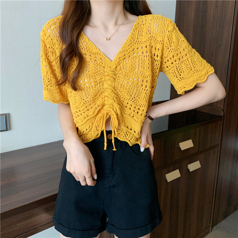 Women's knitted sweater with decorative gathers Lune London