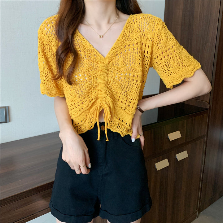 Women's knitted sweater with decorative gathers Lune London