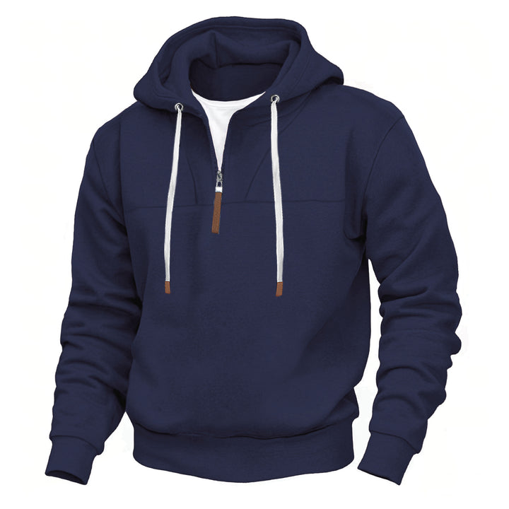 Sporty hoodie for men with half-zip and robust contrasting details Lune London