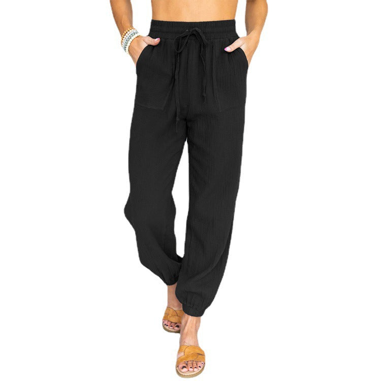 Ladies Airy Leisure Pants with Elastic Waistband and Side Pockets Lune London