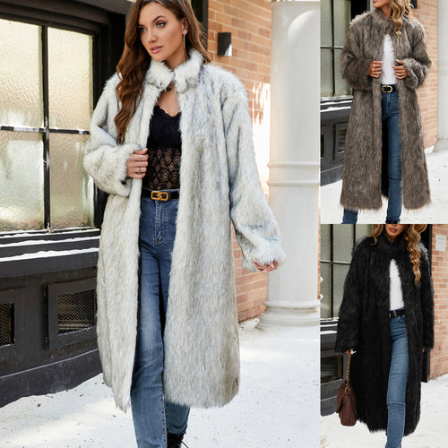 Ladies Elegant Long Fur Coat Lune London