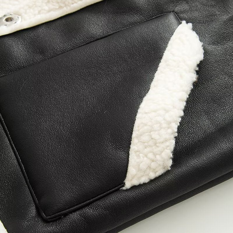 Women trendy synthetic leather vest with cozy teddy lining Lune London