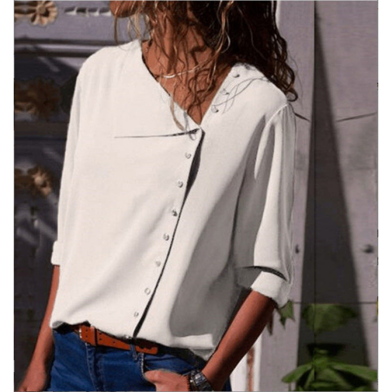 Ladies Buttoned Relaxed Fit Blouse Chic and Style