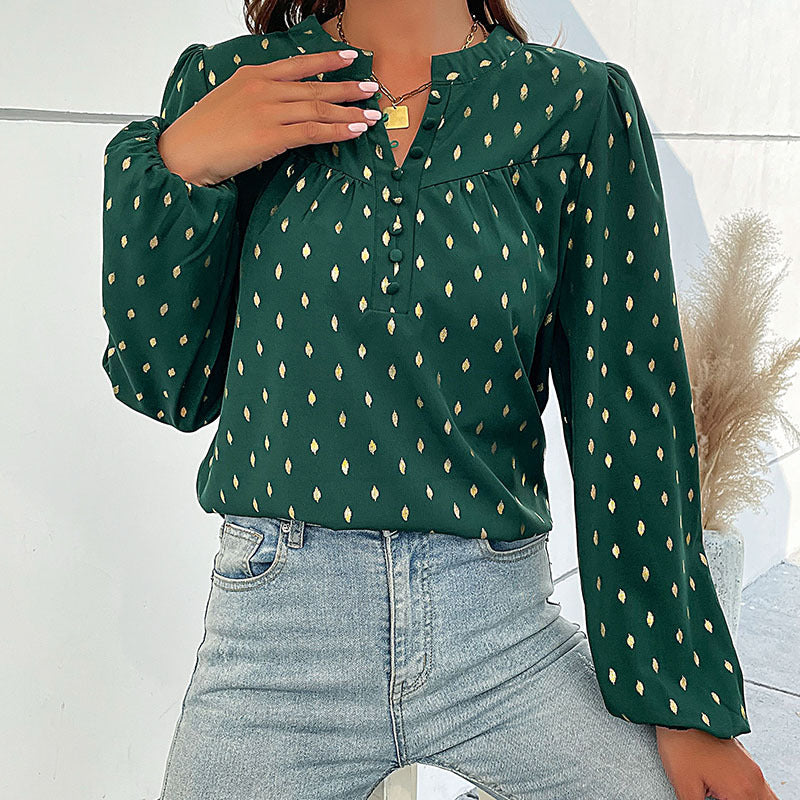 Women's shirt with fine print and button details Lune London