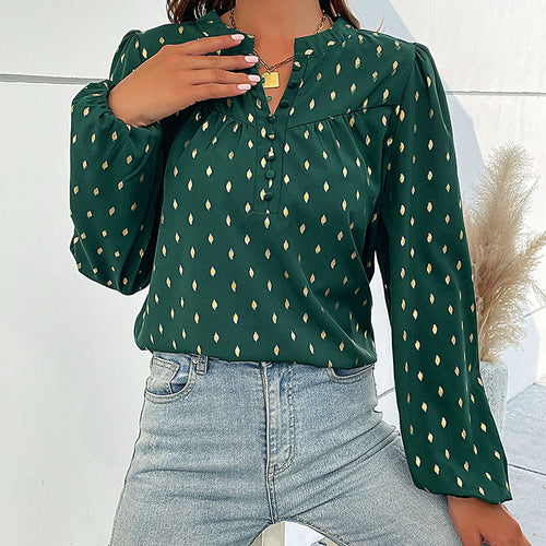 Women's shirt with fine print and button details Lune London
