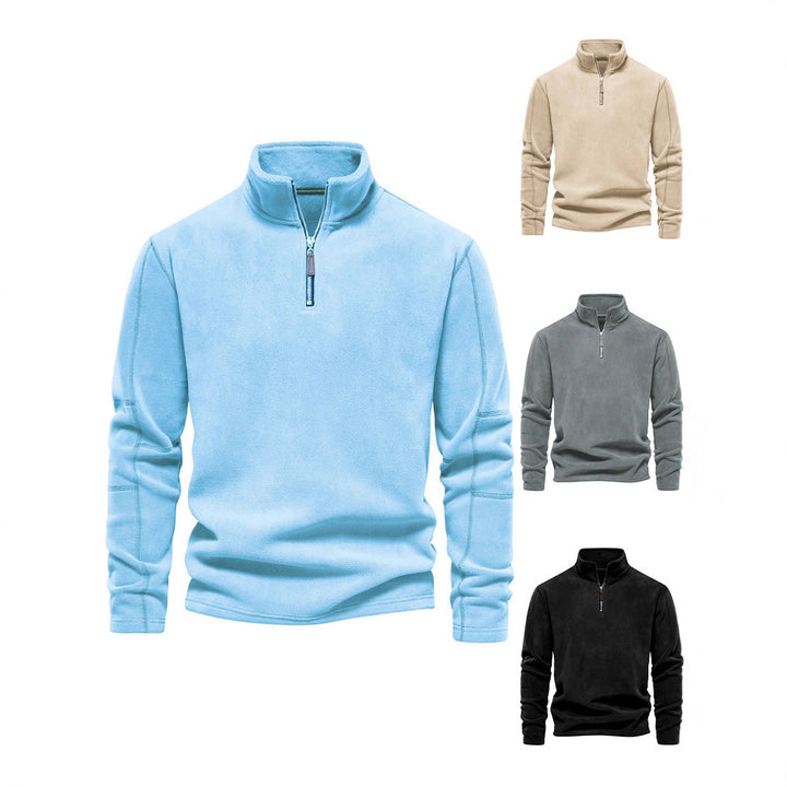 Men's Fleece Pullover with practical zip elements and high collar Lune London
