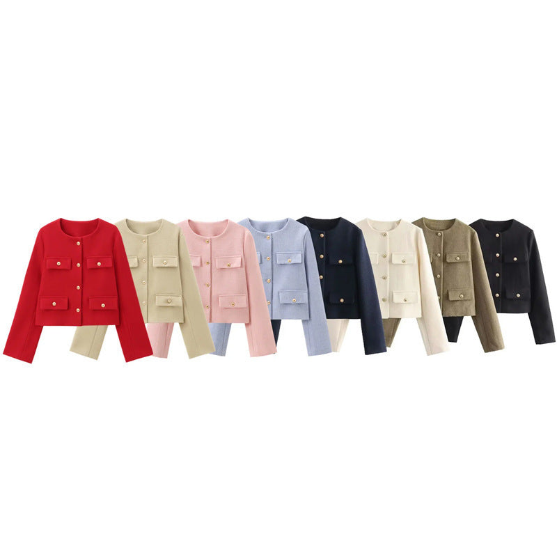 Trendy short jacket for women with decorative buttons and practical pockets Lune London