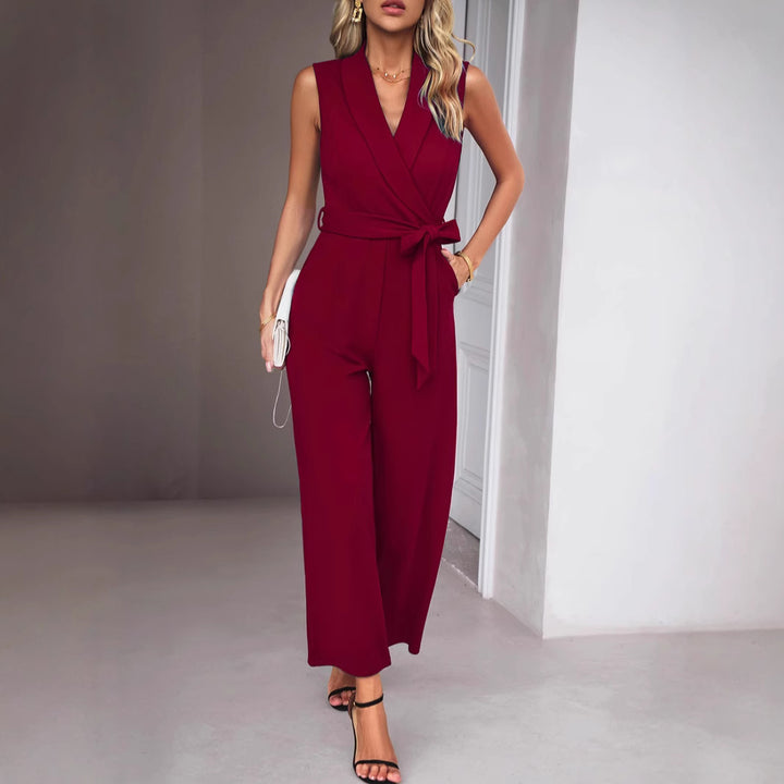 Ladies Elegant Jumpsuit with wrap effect and chic waist belt and style