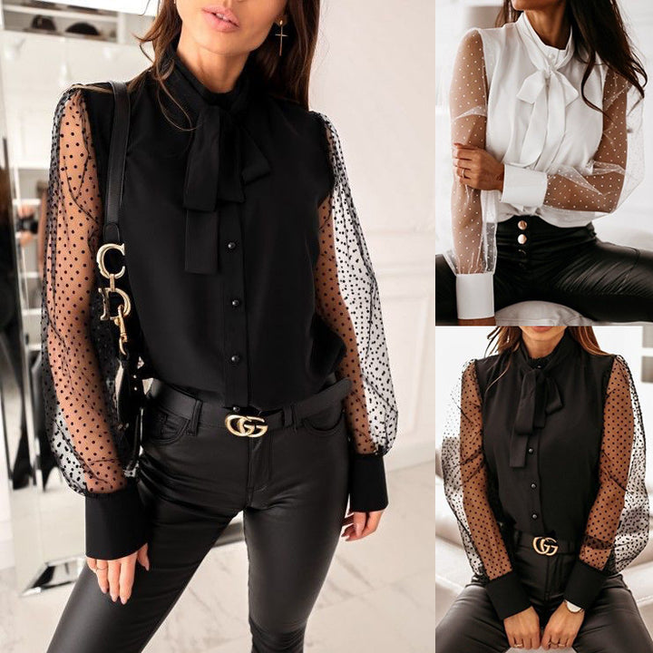Elegant blouse for women with transparent sleeves Lune London