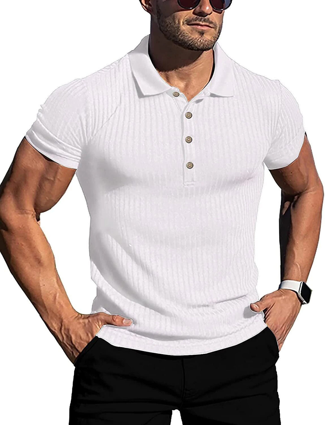 Men's Chic and Stylish Ribbed Structured Casual Polo