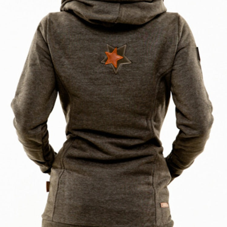 Casual hoodie for women with oversized collar and practical front pocket Lune Londonl