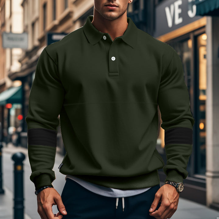Men's Polo-Hoodie sporty with contrasting sleeves Lune London