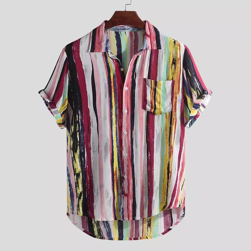 Short sleeve women's shirt with a modern stripe pattern and a chest pocket Lune London