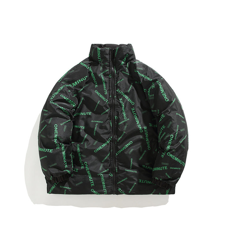 Ladies down jacket with modern print and high collar Lune London