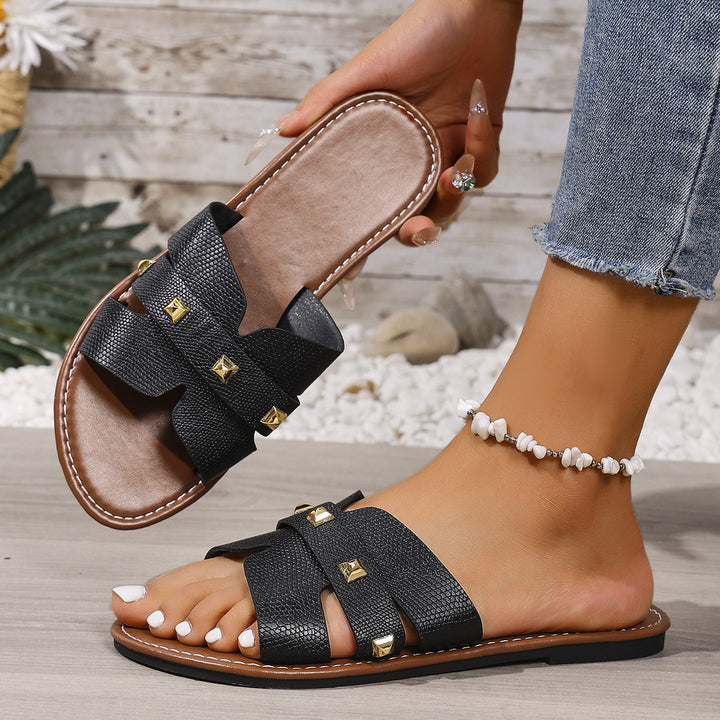Elegant sandals for ladies with straps and stud accents Lune London