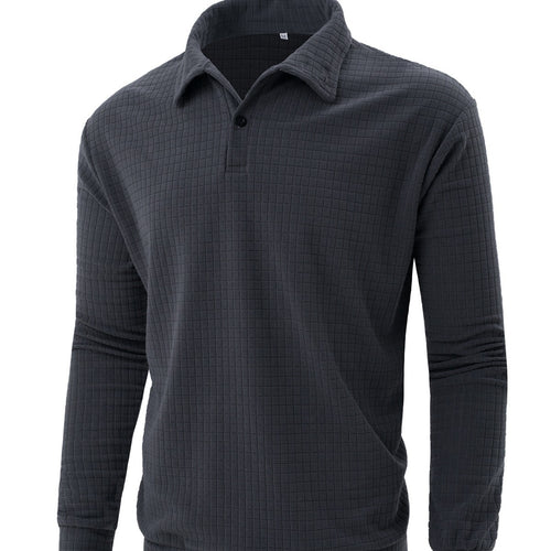 Men's Long Sleeve Polo with Structured Surface Lune London